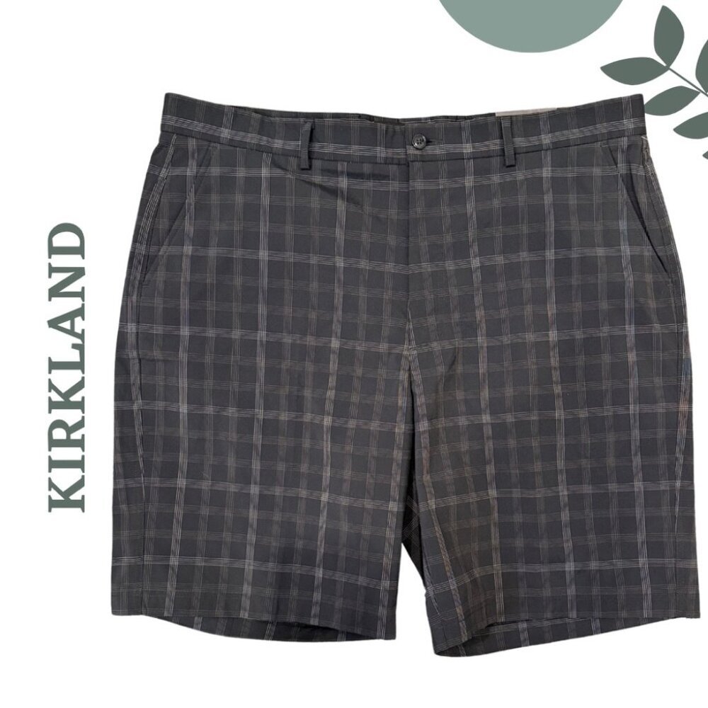 Kirkland Men’s Plaid Golf Shorts | Flat Front Performance Fit Size 40